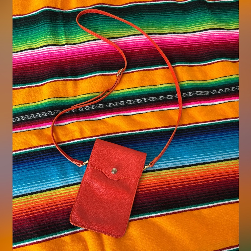 Tangerine Leather Cross-Body Pouch